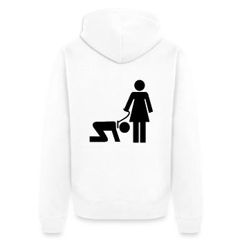 Frau mit Mann an der Leine - Unisex Premium Bio Zip Hoodie - Weiß - Hinten - Thijin (182cm)