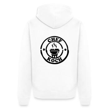 chef_koch__f1 - Unisex Premium Bio Zip Hoodie - Weiß - Hinten - Thijin (182cm)