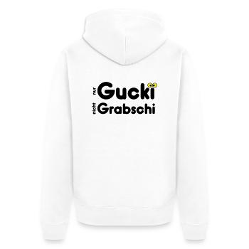 Only Gucki - not grave ski - Unisex Premium Organic Zip Hoodie - white - Back - Thijin (182cm)