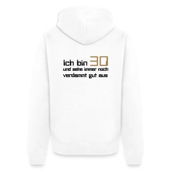 30 - Unisex Premium Organic Zip Hoodie - white - Back - Thijin (182cm)