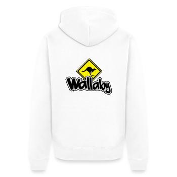 Kangaroo__V006 - Unisex Premium Bio Zip Hoodie - Weiß - Hinten - Thijin (182cm)