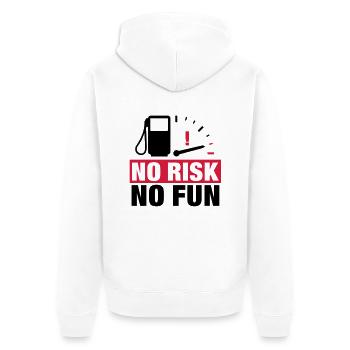 no_risk_no_fun__f2 - Unisex Premium Bio Zip Hoodie - Weiß - Hinten - Thijin (182cm)