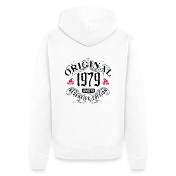 Goth 1979 - Unisex Premium Bio Zip Hoodie - Weiß - Hinten - Thijin (182cm)