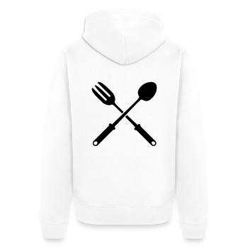 kochen__f1 - Unisex Premium Bio Zip Hoodie - Weiß - Hinten - Thijin (182cm)
