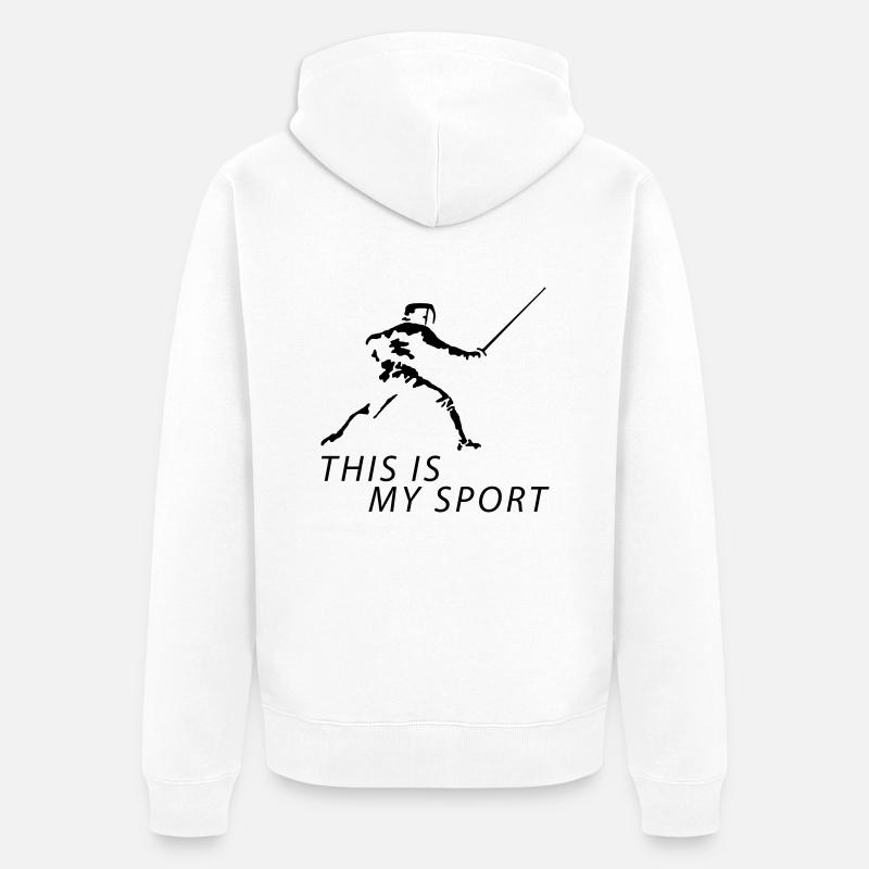 fechten_122012_b_1c - Unisex Premium Bio Zip Hoodie - Weiß