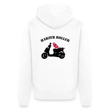 Harzer Roller - Unisex Premium Bio Zip Hoodie - Weiß - Hinten - Thijin (182cm)