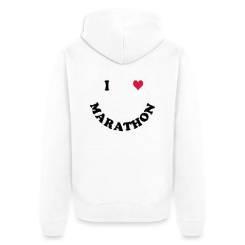 Marathon - Unisex Premium Organic Zip Hoodie - white - Back - Thijin (182cm)