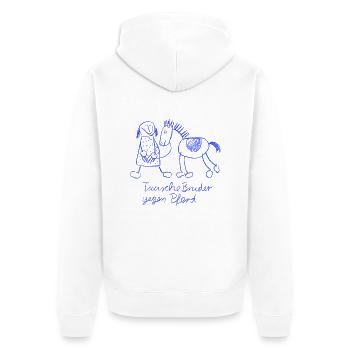 Tausche Bruder gegen Pferd - Unisex Premium Bio Zip Hoodie - Weiß - Hinten - Thijin (182cm)