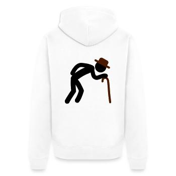 Old Man - Unisex Premium Bio Zip Hoodie - Weiß - Hinten - Thijin (182cm)
