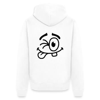 Cool Smiley Face - Unisex Premium Organic Zip Hoodie - white - Back - Thijin (182cm)