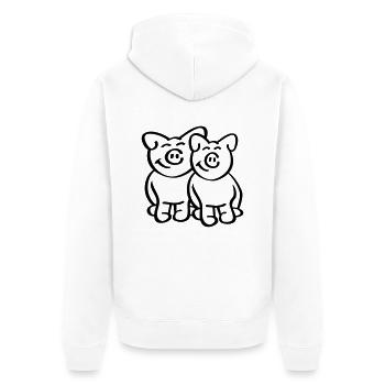 Cute Pigs - Unisex Premium Bio Zip Hoodie - Weiß - Hinten - Thijin (182cm)