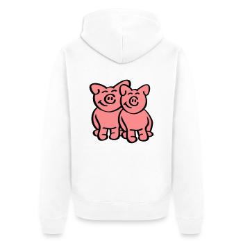 Cute Pigs - Unisex Premium Bio Zip Hoodie - Weiß - Hinten - Thijin (182cm)