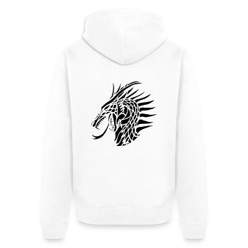 dragon_head - Unisex Premium Bio Zip Hoodie - Weiß - Hinten - Thijin (182cm)