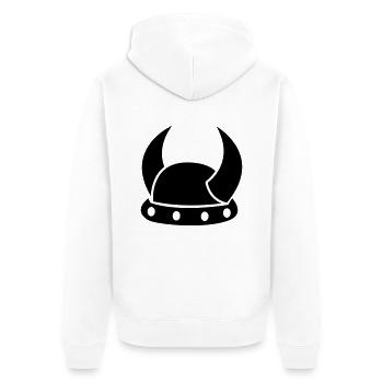 A simple VIKING horned MEDIEVAL helmet - Unisex Premium Organic Zip Hoodie - white - Back - Thijin (182cm)