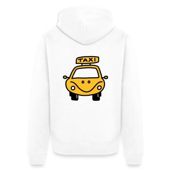 Taxi - En voiture - V2 - Veste à capuche bio Premium Unisexe - blanc - Dos - Thijin (182cm)