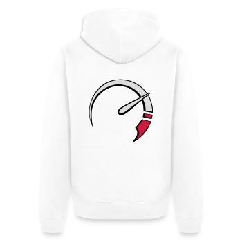 tacho3c - Unisex Premium Bio Zip Hoodie - Weiß - Hinten - Thijin (182cm)