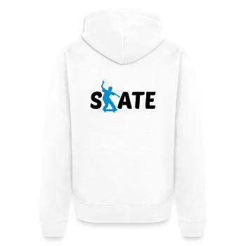 logo skate texte skateboard stunt trick conduire spas - Veste à capuche bio Premium Unisexe - blanc - Dos - Thijin (182cm)