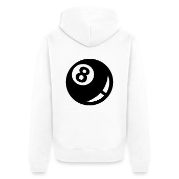 Billard - Unisex Premium Bio Zip Hoodie - Weiß - Hinten - Thijin (182cm)