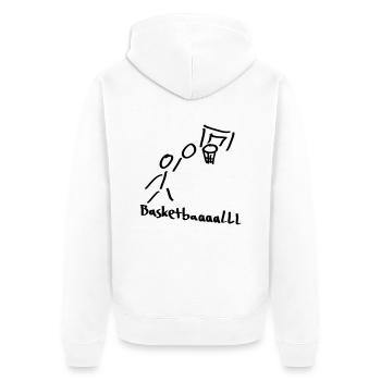 basketball - Unisex Premium Organic Zip Hoodie - white - Back - Thijin (182cm)