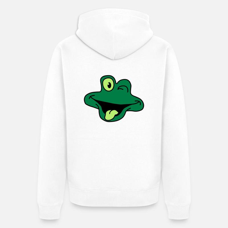 Grenouille comique impertinent visage - Veste à capuche bio Premium Unisexe - blanc
