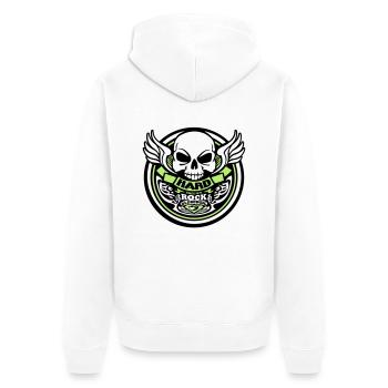 hardRock oldschool - Unisex Premium Bio Zip Hoodie - Weiß - Hinten - Thijin (182cm)