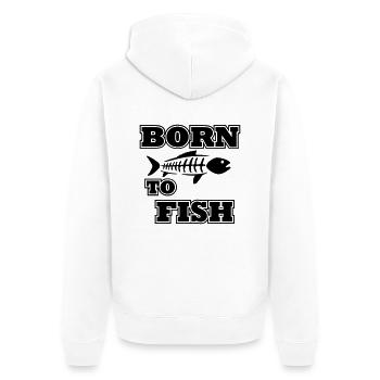 BORN TO FISH ANGEL Angler Fischer T-Shirt - Unisex Premium Bio Zip Hoodie - Weiß - Hinten - Thijin (182cm)