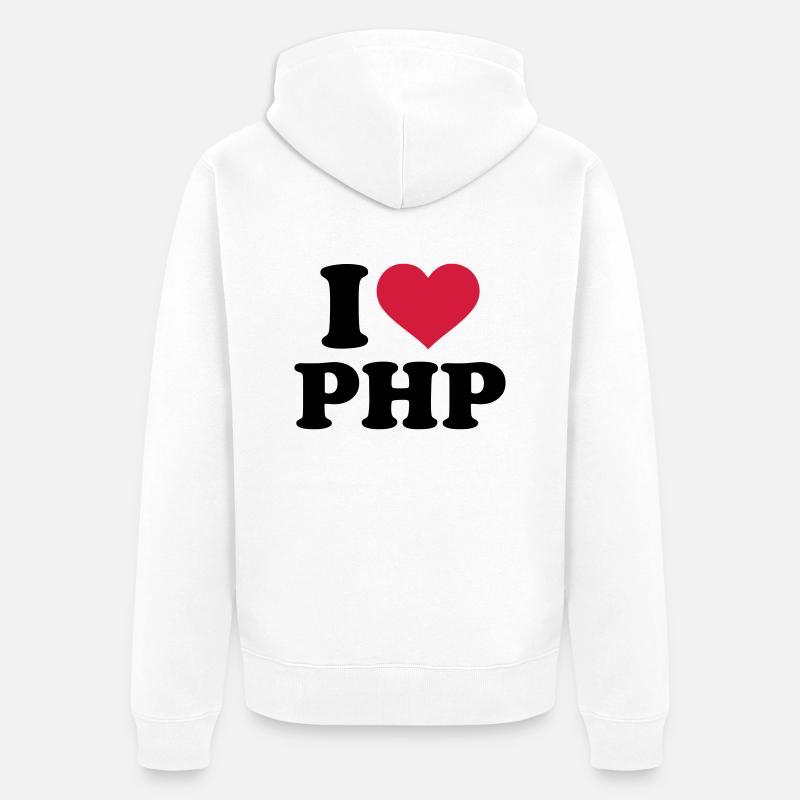 I love PHP - Veste à capuche bio Premium Unisexe - blanc