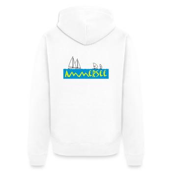 ammersee - Unisex Premium Bio Zip Hoodie - Weiß - Hinten - Thijin (182cm)