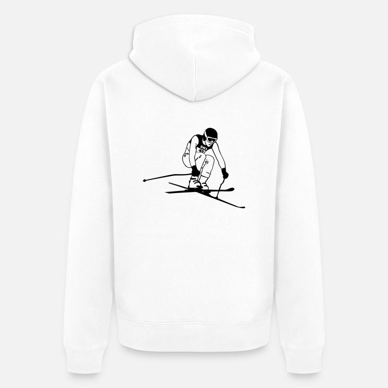 ski - alpine - apres - abfahrt - Veste à capuche bio Premium Unisexe - blanc