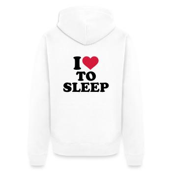 Schlafen - Unisex Premium Bio Zip Hoodie - Weiß - Hinten - Thijin (182cm)