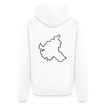 Umriss Hamburg - Unisex Premium Bio Zip Hoodie - Weiß - Hinten - Thijin (182cm)