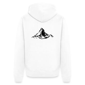 matterhorn - Unisex Premium Bio Zip Hoodie - Weiß - Hinten - Thijin (182cm)
