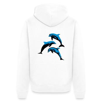 Dolphins - Unisex Premium Organic Zip Hoodie - white - Back - Thijin (182cm)