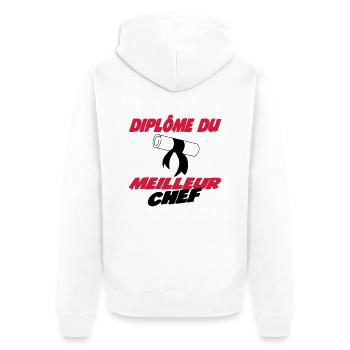 Diplôme du meilleur chef 222 - Veste à capuche bio Premium Unisexe - blanc - Dos - Thijin (182cm)