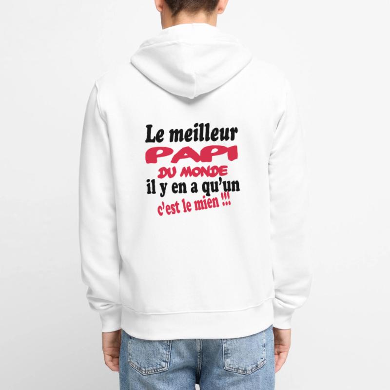 Le meilleur papi du monde c'est le mien !!! Unisex Premium Bio Zip Hoodie