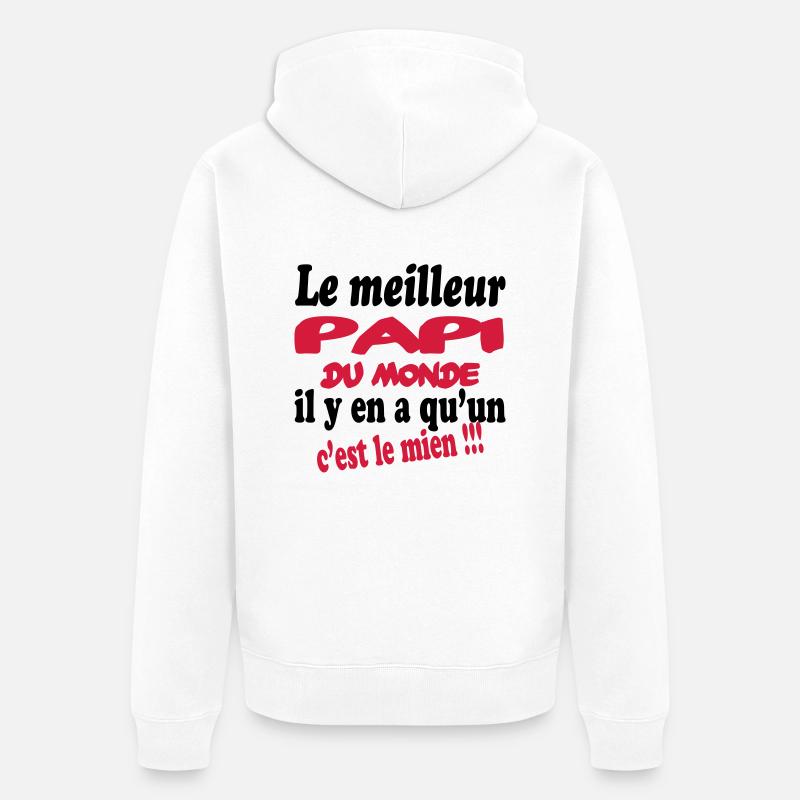 Le meilleur papi du monde c'est le mien !!! - Veste à capuche bio Premium Unisexe - blanc