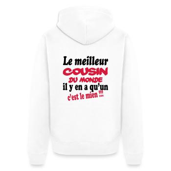Le meilleur cousin du monde c'est le mien !!! - Veste à capuche bio Premium Unisexe - blanc - Dos - Thijin (182cm)