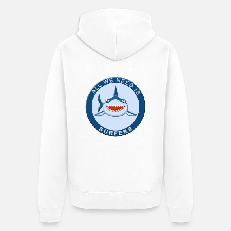 Requin surf - Veste à capuche bio Premium Unisexe - blanc