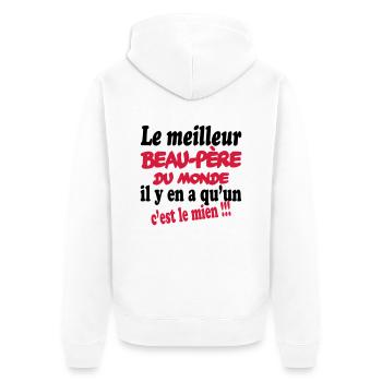 Le meilleur beau-père du monde c'est le mien !!! - Unisex Premium Bio Zip Hoodie - Weiß - Hinten - Thijin (182cm)