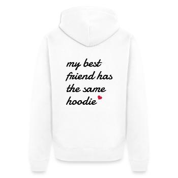 My best friend has the same hoodie - Unisex Premium Bio Zip Hoodie - Weiß - Hinten - Thijin (182cm)