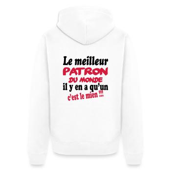 Le meilleur patron du monde c'est le mien !!! - Unisex Premium Bio Zip Hoodie - Weiß - Hinten - Thijin (182cm)