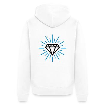 Diamant - Unisex Premium Bio Zip Hoodie - Weiß - Hinten - Thijin (182cm)