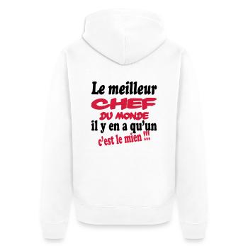 Le meilleur chef du monde c'est le mien !!! - Veste à capuche bio Premium Unisexe - blanc - Dos - Thijin (182cm)