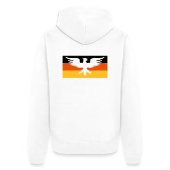 Flagge Deutschland mit Adler - Unisex Premium Bio Zip Hoodie - Weiß - Hinten - Thijin (182cm)