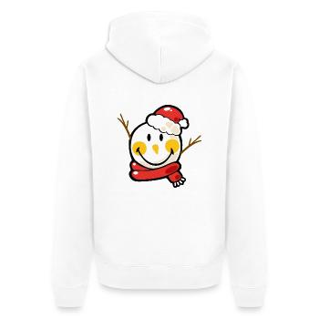 Smiley Christmas Snowman - Unisex Premium Bio Zip Hoodie - Weiß - Hinten - Thijin (182cm)