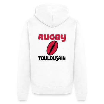 Rugby toulousain - Unisex Premium Bio Zip Hoodie - Weiß - Hinten - Thijin (182cm)