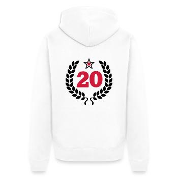 20 - Zwanzig - Birthday - runder Geburtstag - Veste à capuche bio Premium Unisexe - blanc - Dos - Thijin (182cm)
