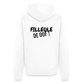 Parrain / Marraine / Filleule / Filleul - Veste à capuche bio Premium Unisexe - blanc - Dos - Thijin (182cm)
