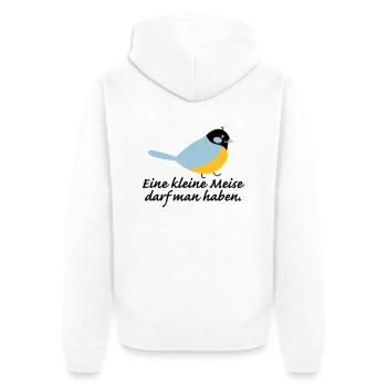 kleine Meise - Unisex Premium Bio Zip Hoodie - Weiß - Hinten - Thijin (182cm)