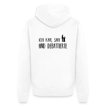 ich kam, sah und debattierte - Unisex Premium Bio Zip Hoodie - Weiß - Hinten - Thijin (182cm)